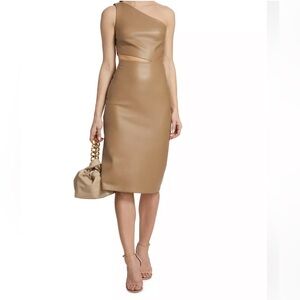 NEW L'AGENCE Aliyah Asymmetric Faux Leather Cut-Out Dress Size 10
